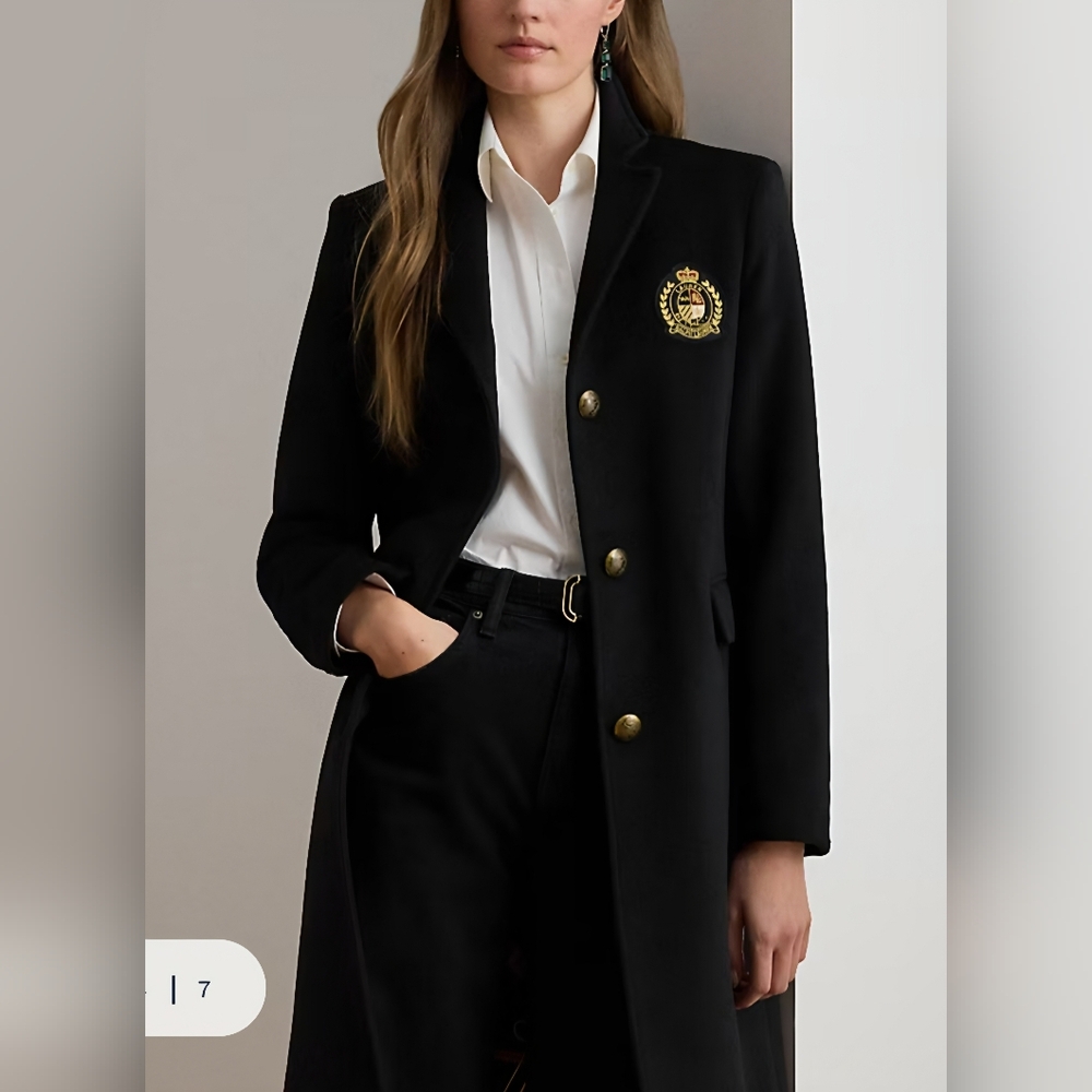 NWT - Lauren Ralph Lauren Women's Wool Blended Logo Patch Coat - US 8/M - Picture 3 of 16